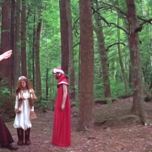 Image similar to 2 4 0 p footage, 2 0 0 6 youtube video, low quality photo, elf maiden telling stories in a forest