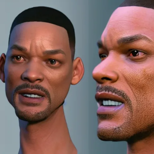 Prompt: Will Smith as a Square Enix Villain 2005 JRPG cinema 4d render, Ray tracing reflection, natural lighting, Unreal Engine award winning photography