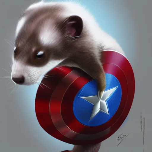 Prompt: A ferret is Captain America's shield, hyperdetailed, artstation, cgsociety, 8k