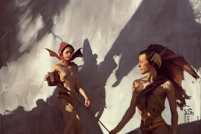 Prompt: greg manchess portrait of a house elf standing victorious in an arena, profile picture, organic painting, sunny day, matte painting, bold shapes, hard edges, street art, trending on artstation, by huang guangjian, gil elvgren, ruan jia, randy vargas, greg rutkowski