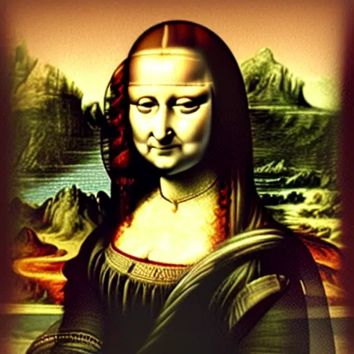 Image similar to monalisa with cosmetics!!!!!!!!!! and makeup!!!!!!!!!!