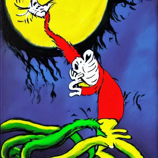 Prompt: dr seuss midnight paintings