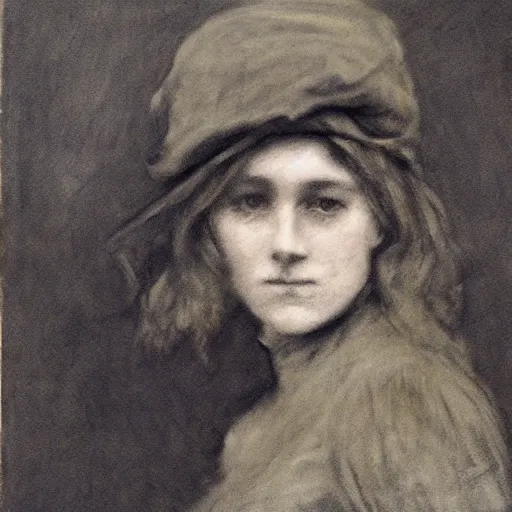 Image similar to ww 1 action heroine by alfred stevens in charcoal