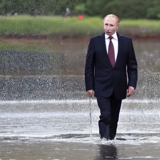 Image similar to putin is fully wet and has water on his face