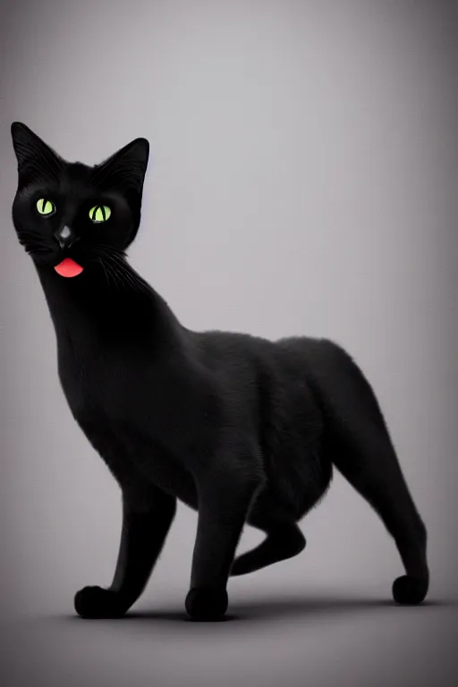 Prompt: a black cat wearing a overcoat portait photo profile picture hyperrealist concept art digital art