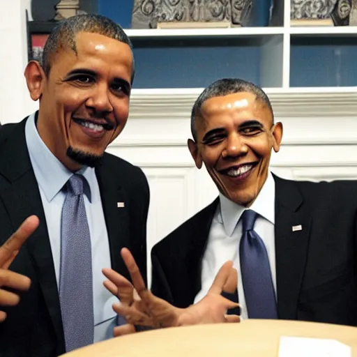 Prompt: markus persson NOTCH, mojang, meets with former president Barack Obama.