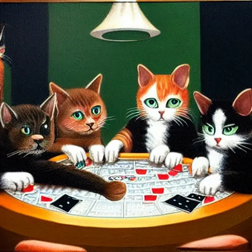 Image similar to cats playing poker.