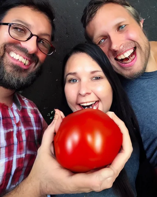 Image similar to creative designer selfie with huge tomato