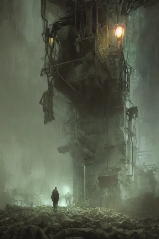 Prompt: , h p lovecraft at the trenches of somme hyperrealistic portrait, rainy weather, bladerunner street, art of elysium by jeremy mann and alphonse mucha and greg rutkowski, fantasy art, photo realistic, dynamic lighting, artstation, poster, volumetric lighting, very detailed face, 4 k, award winning