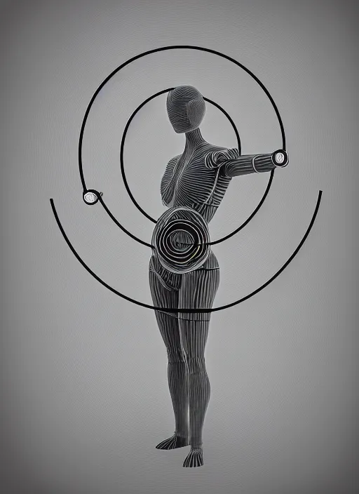 Prompt: toroidal mannequin diagram, cinematic render
