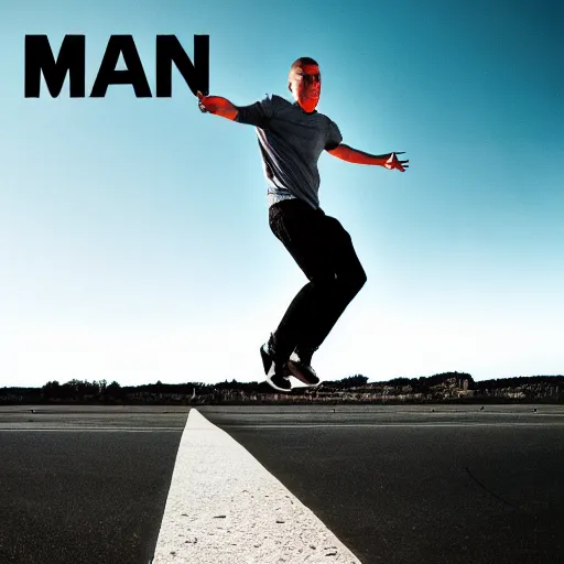 Image similar to man jumping album cover, UHD, 4K, 8K