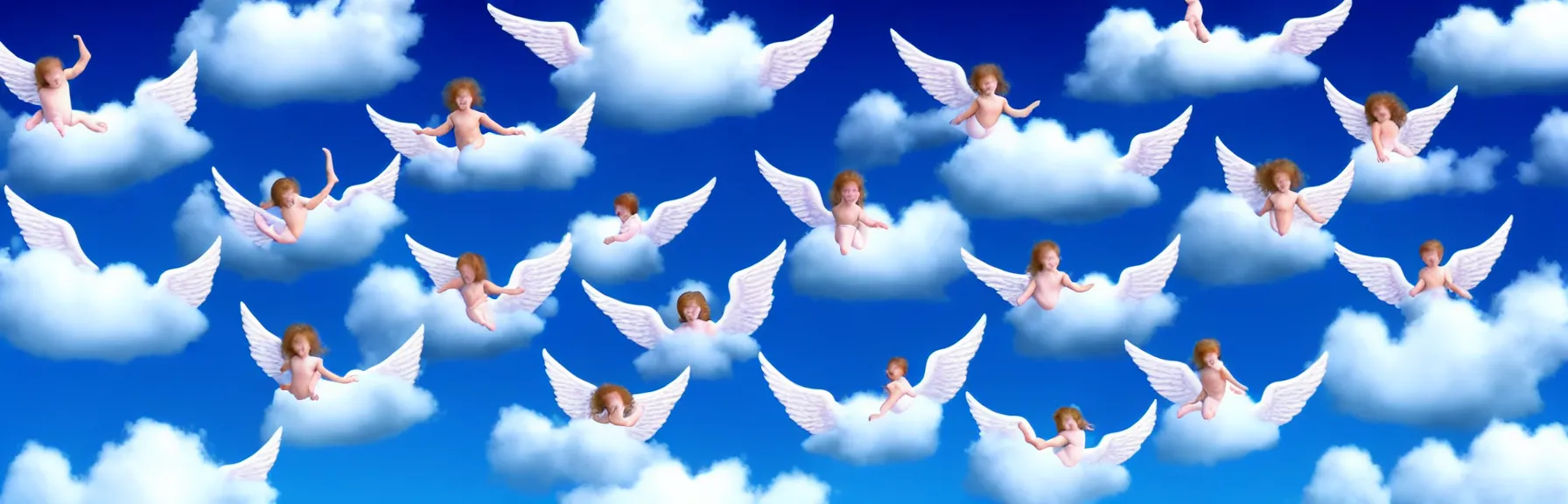 Image similar to multiple beautiful angels swimming in the cloud in acrobatic poses; dreamy sky, ultrarealistic, photorealistic, 8K