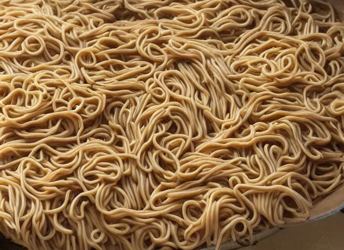 Prompt: piles of photorealistic noodles everywhere