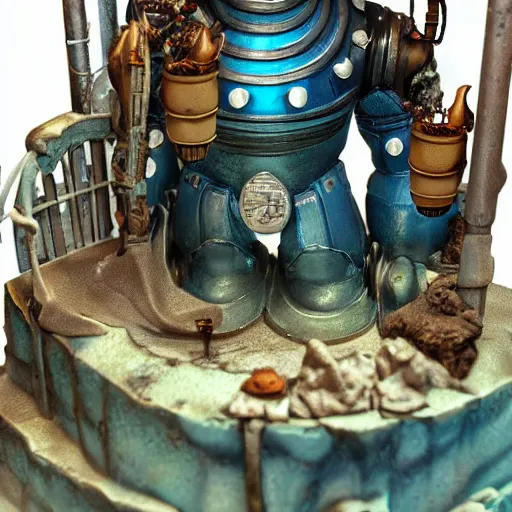 Image similar to big daddy from bioshock underwater realistic detailed diorama,