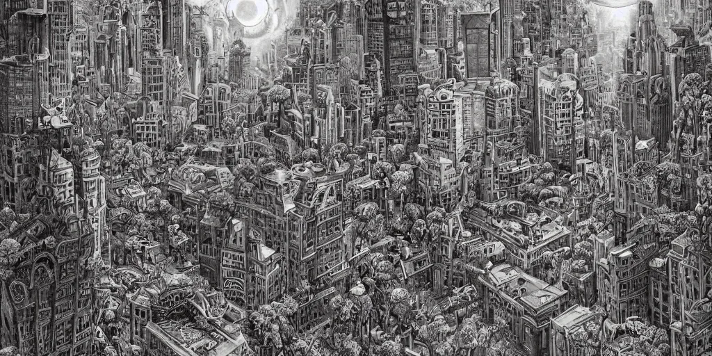 Prompt: a big metropolitan city but it is invaded by zombies, detailed intricate ink illustration, heavenly atmosphere, detailed illustration, digital art, overdetailed art, complementing colors, trending on artstation, Cgstudio, the most beautiful image ever created, dramatic, subtle details, illustration painting, vibrant colors, 8K, award winning artwork, high quality printing, fine art, intricate, epic lighting, very very very very beautiful scenery, 8k resolution, digital painting, sharp focus, professional art, atmospheric environment, 8k ultra hd, artstationHD, hyper detailed, elegant, cinematic, awe inspiring, beautiful, drone view