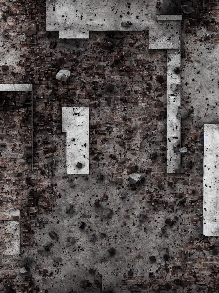 Image similar to texture of a grunge dirty alley, bullet holes, wall brick concrete plaster eroded worn, bullet holes, dark alley, hyper-realistic, ultra-realistic, intricate details, 4k, octane render, unreal 5, digital art