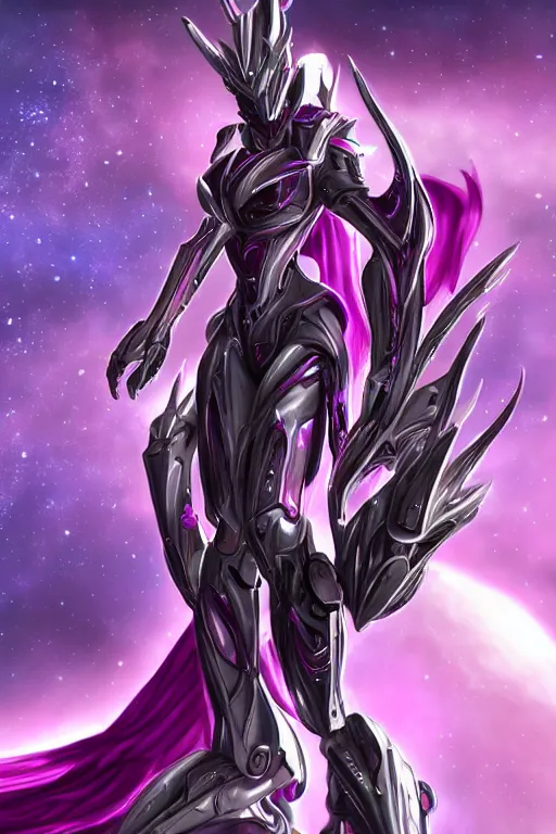 Prompt: galactic hyperdetailed elegant beautiful stunning giantess anthropomorphic mecha sexy female dragon goddess, sharp spines, sharp metal ears, smooth purple eyes, smooth fuschia skin, silver armor, bigger than galaxy, epic proportions, epic scale, epic size, warframe destiny fanart, furry, dragon art, goddess art, giantess art, furaffinity, octane