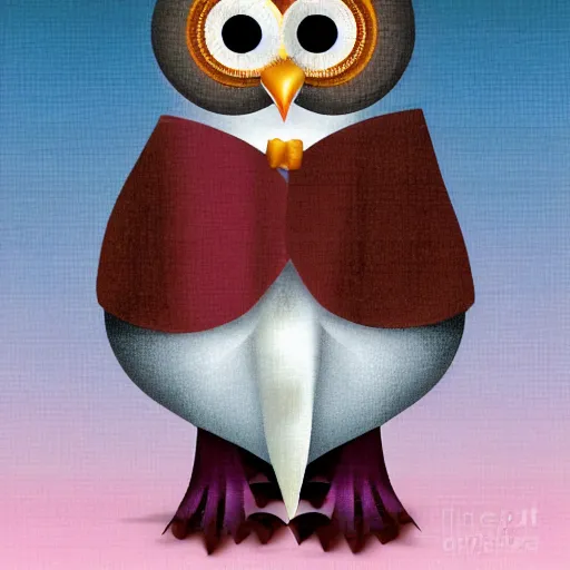 Image similar to a stern looking owl girl dressed as a teacher, digital art