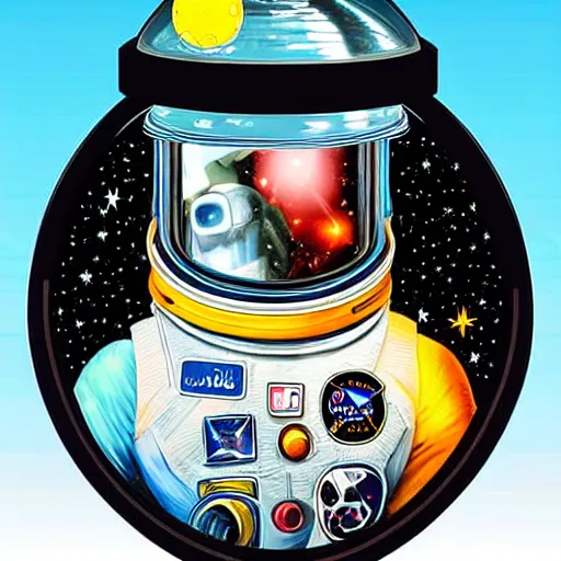 Prompt: 3d art of an astronaut in a jar, surrounded by colorful stars, extremely detailed