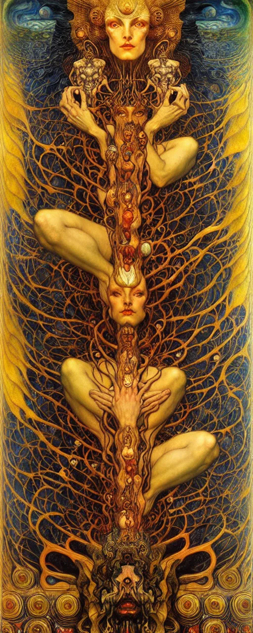 Image similar to Divine Chaos Engine by Karol Bak, Jean Delville, William Blake, Gustav Klimt, and Vincent Van Gogh, symbolist, visionary