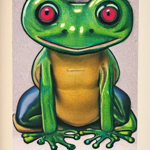 Prompt: Portrait of a frog from Centre Pompidou exhibition catalog