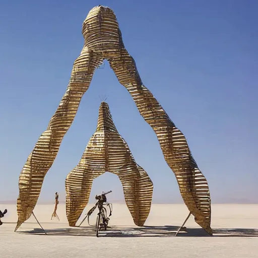 Prompt: christo and Jean Claude design for burning man 2028