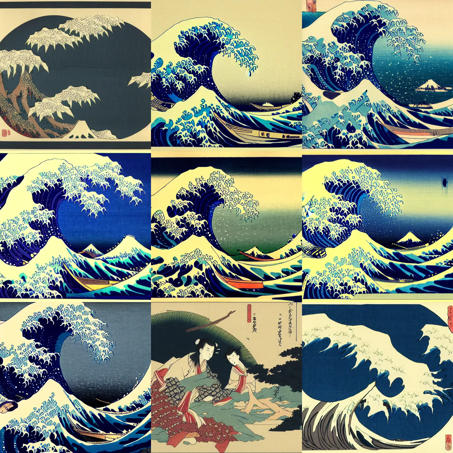 Prompt: artwork by hokusai