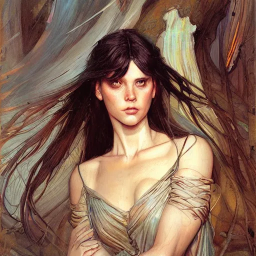 Prompt: a painting in the style of charlie bowater, and in the style of donato giancola, and in the style of john william waterhouse.