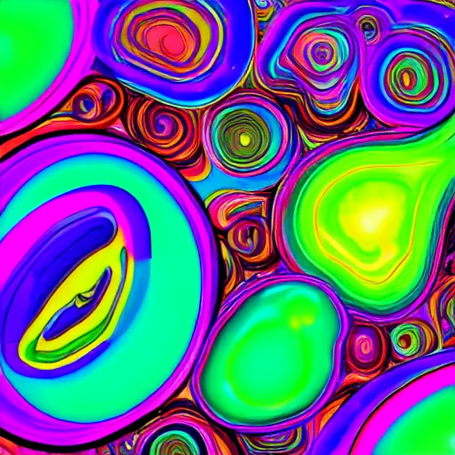 Image similar to psychedelic jelly, bright neon colors, digital art