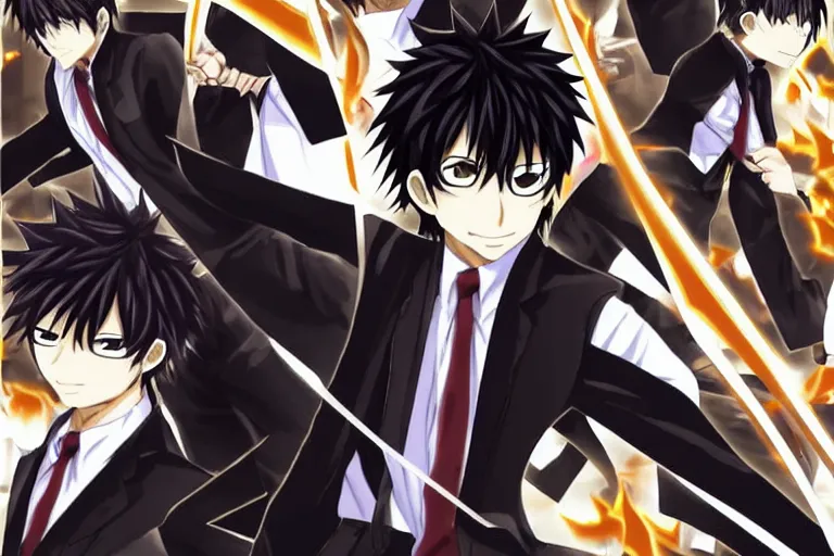 Prompt: kyoya hibari, short black hair, katekyo hitman reborn