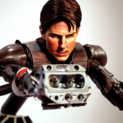 Prompt: animatronic Tom Cruise, exposed mechanics, photo, Stan Winston studios, detailed, 4k