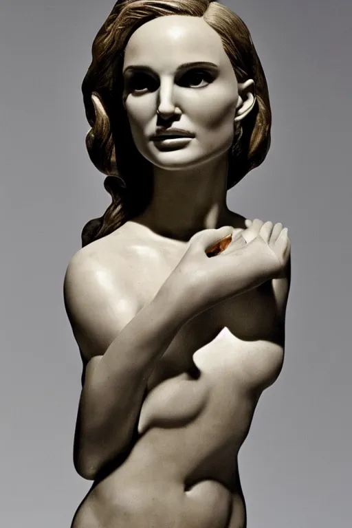 Image similar to natalie portman as a marble statue, female beauty