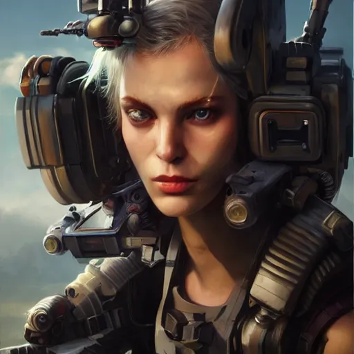 Prompt: tank girl, highly detailed, half human / cyborg, power implants, full body transmogrify, beautiful, mesmerising, look of desire, loving stare, digital painting, trending on artstation, concept art, 4 k, sharp focus, illustration, art by greg rutkowski and magali villeneuve