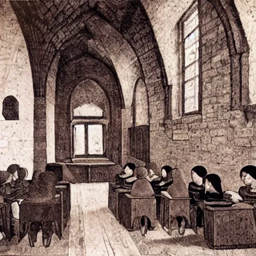 Image similar to a medieval school