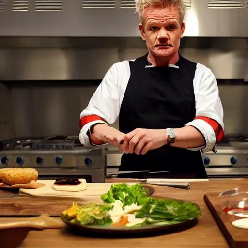 Prompt: Gordon Ramsey cooking with Walter White, realistic, ultra high detail, 8k.