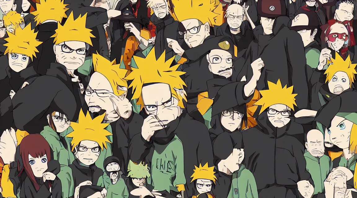 Image similar to Breaking Bad anime in the style of Naruto