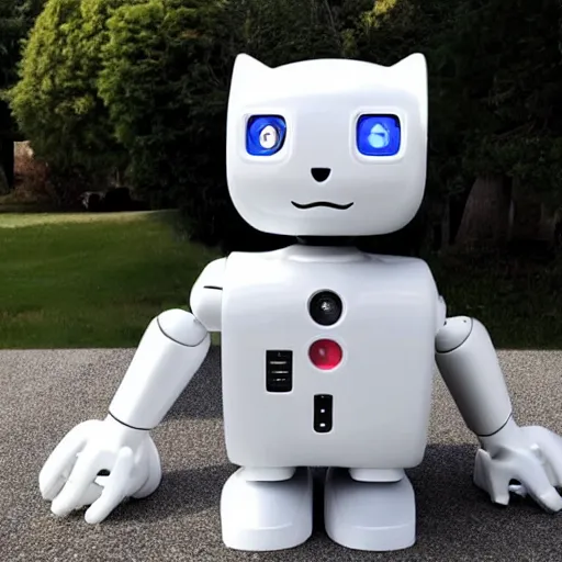 Image similar to white robot cat designed by apple