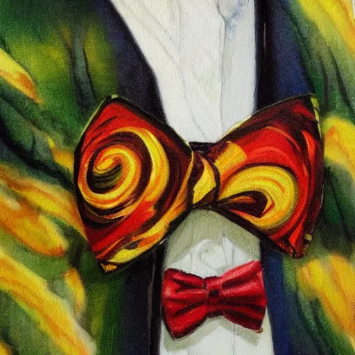 Image similar to painting concept art impressionist silk worms bowtie, elegant, detailed,