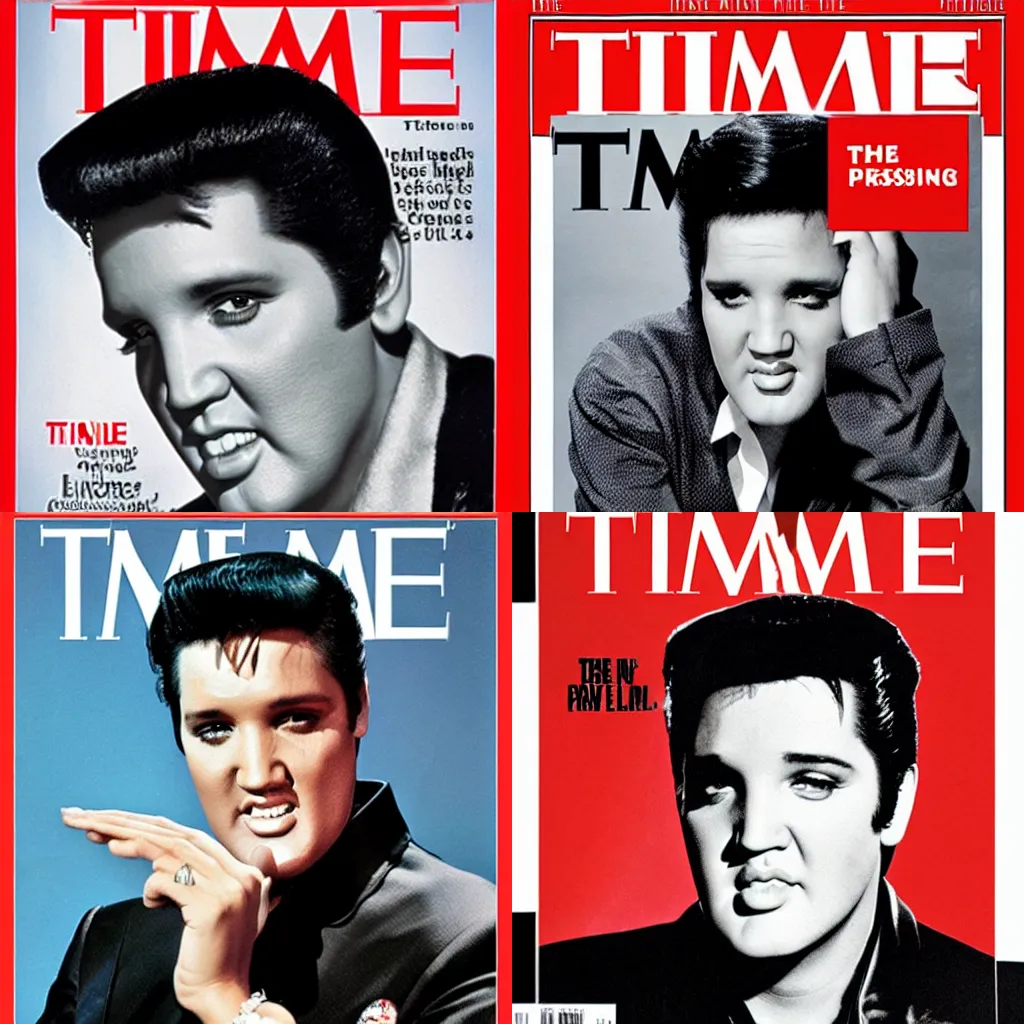 Prompt: Elvis Presley on the cover of Time Magazine