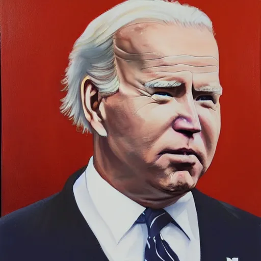 Prompt: A lovely painting of a fat joe biden