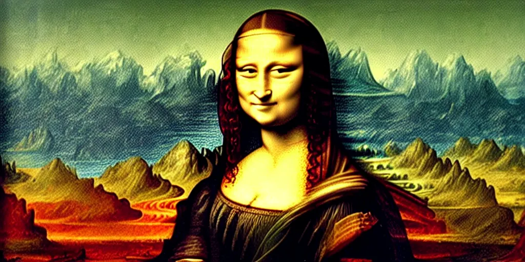 Image similar to a painting of the mona lisa by bob ross