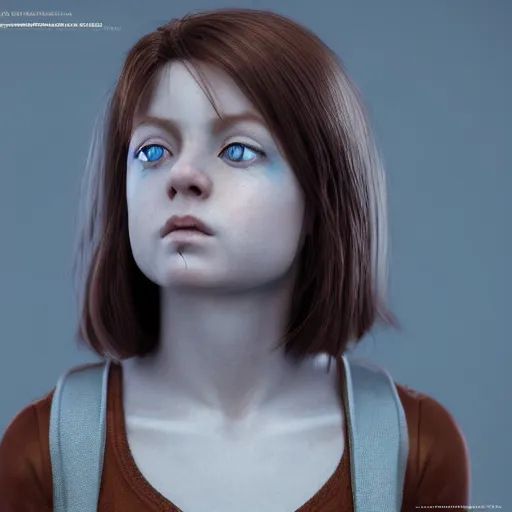 Image similar to hyperrealistic baby big blue eyes thin auburn hair big cheeks, stunning 3 d render inspired by istvan sandorfi & greg rutkowski & mike judge, perfect symmetry, dim volumetric cinematic lighting, 8 k octane comprehensive render, extremely mega hyper - detailed and lifelike attributes & atmosphere, intricate, realistic flesh texture, masterpiece, artstation, stunning,