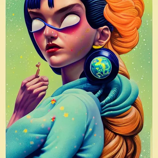 Image similar to Lofi portrait Pixar of comis girl galaxie style by Tristan Eaton Stanley Artgerm and Tom Bagshaw