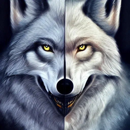 Prompt: alpha wolf head, scarred eye, head, digital art, highly detailed, artstation, digital art