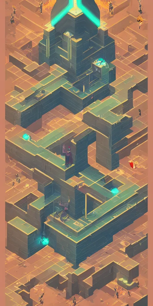 Image similar to isometric portrait of advanced alien, his last moment, mystical, technology meets fantasy, map, infographic, concept art, art station, style of monument valley, giger, wes anderson