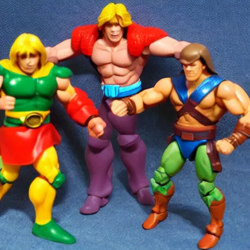 Image similar to he-man action figures fighting,