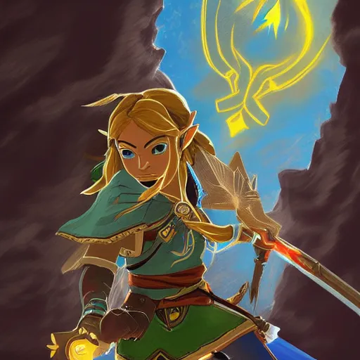 Prompt: Zelda from Legend of Zelda: Breath of the Wild, digital painting, highly detailed, backlit