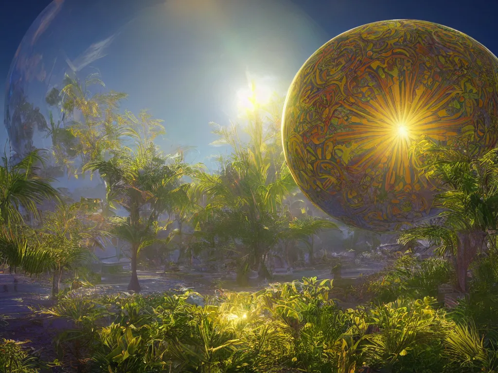 Prompt: sunlight study, the universe is a spheroid region 7 0 5 meters in diameter, art nouveau, kauai, by maria sibylla merian and ( ( ( ( ( lisa frank ) ) ) ) ), 8 k, sharp focus, octane render