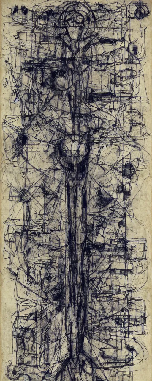 Prompt: blueprint of god, by bernard buffet and stephen gammell and emil nolde, 8 k, trending on artstation