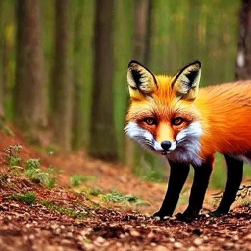 Prompt: very very very very very very beautiful picture of fox in a forest, realistic
